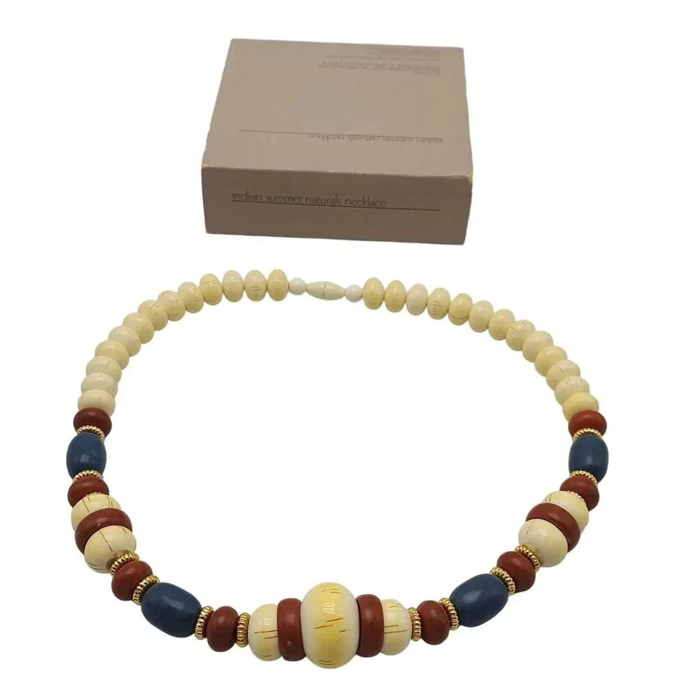 Avon 1985 Indian Summer Naturals Necklace Multi-Color Acrylic 21.75"